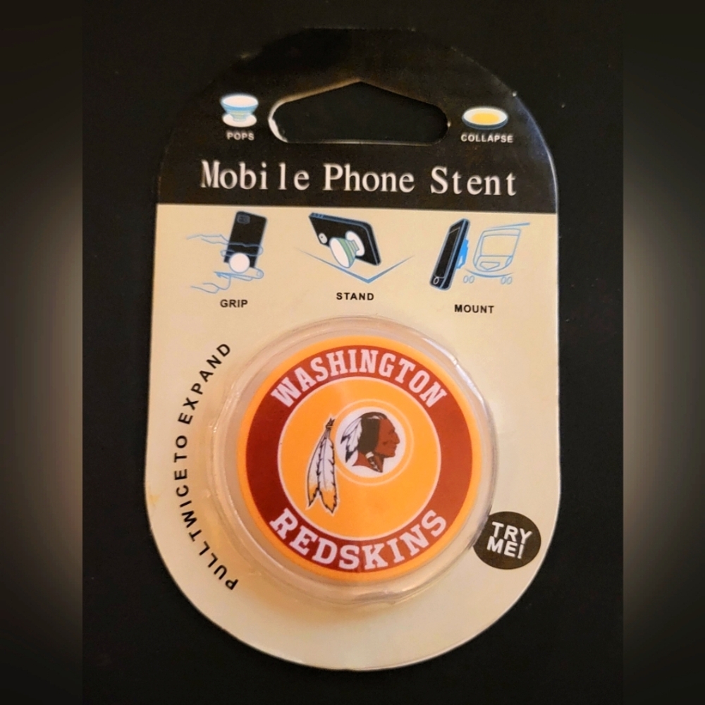 (SOLD) Washington Redskins Mobile Cell Phone Stent Stand Pop Socket Stand Mount